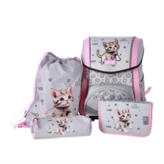 Šolska torba ABC123 Ergo Premium Muca (4-delni set)