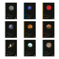 Zvezek A4 Elisa Planeti s špiralo, mali karo, 70 listov, sortirano