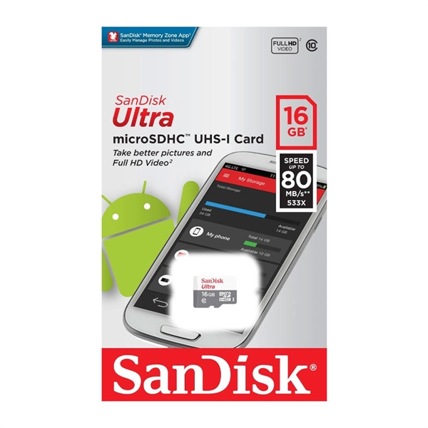Spominska kartica SanDisk Ultra microSDHC UHS-I Class10, 16 GB