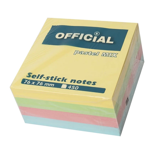 Blok samolepilnih lističev Official, 76 x 76 mm, barvni