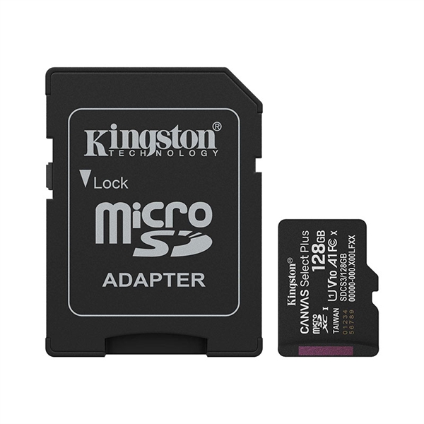 Spominska kartica Kingston Canvas Select Plus Micro SDXC C10 UHS-I, 128 GB + adapter