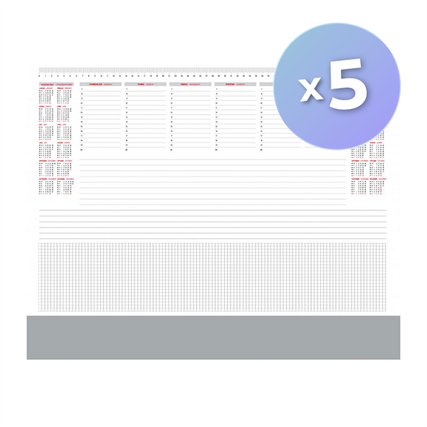 Komplet namiznih koledarjev - podloga 2027, srebrn, 5 kosov