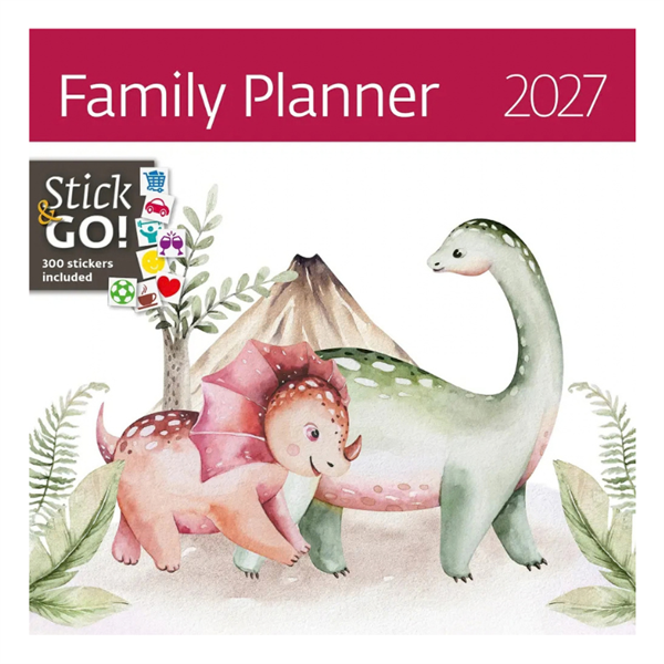 Stenski koledar – družinski planer 2027, z nalepkami