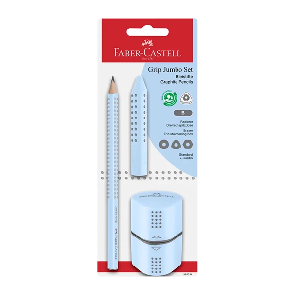 Set Faber-Castell Grip Jumbo (3-delni), sky blue