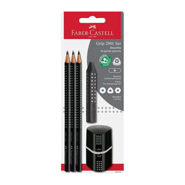 Set Faber-Castell Grip 2001 (5-delni), črn